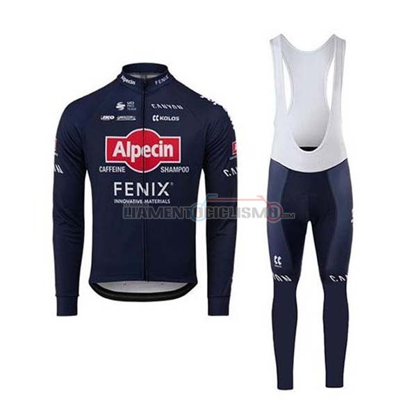 Abbigliamento Ciclismo Alpecin Fenix Manica Lunga 2020 Blu Rosso